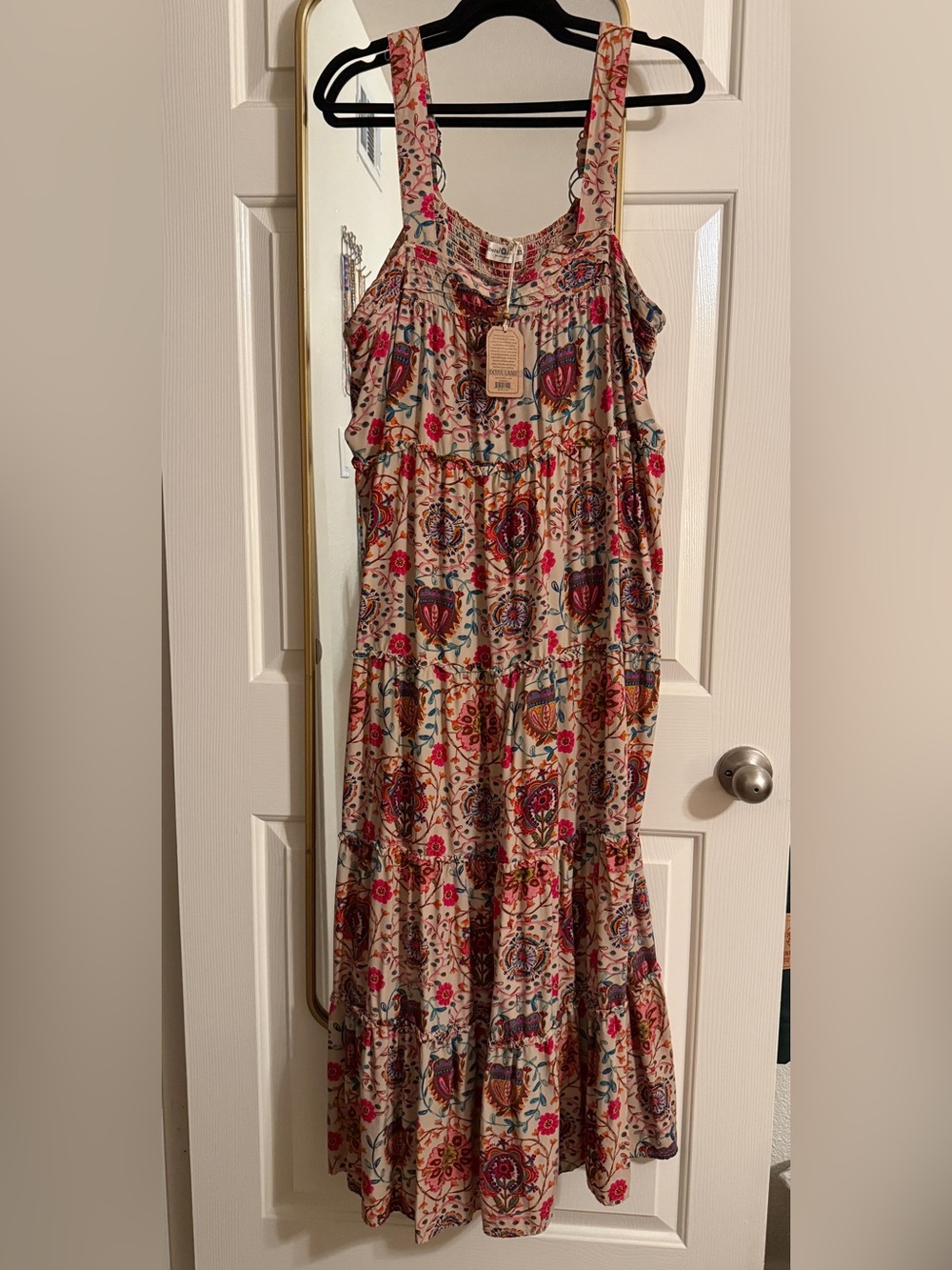 NWT NATURAL LIFE Cream Floral Tiered Maxi Dress